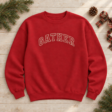 Personalized Fall Embroidered Crewneck | Christmas Holiday Gift Sweater | Custom Satin-Stitch Word | Sponge Fleece Sweatshirt