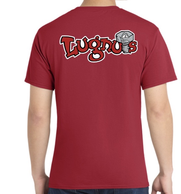 Lugnuts Adult Fan Tee - Red back, Lugnuts logo