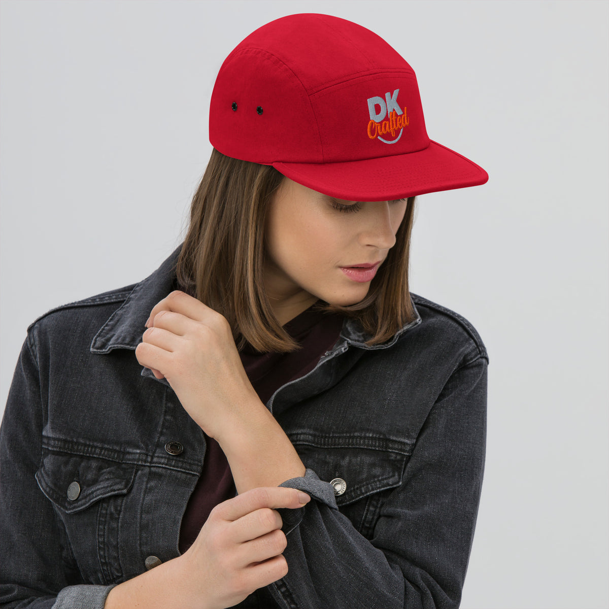 Five panel cap, Red, front view