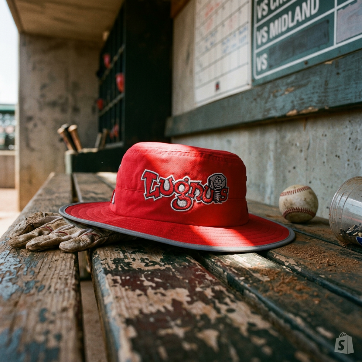 Lugnuts Coach's Boonie Hat - Red in the dugout