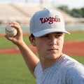 Player wearing the Lugnuts Zapped Blackhawk Cap mid-throw