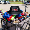 Lugnuts boonie hat on top of the team gear wagon