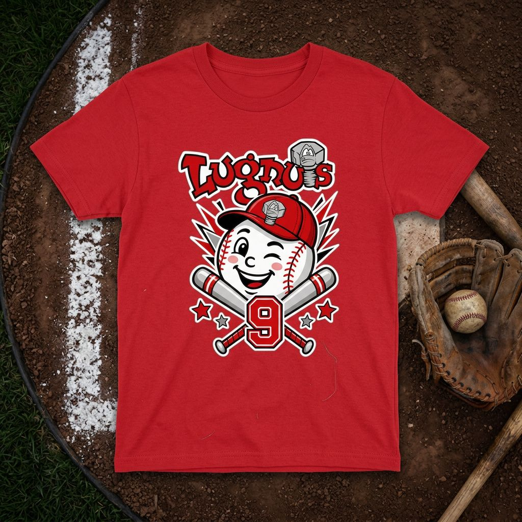 Lugnuts Youth Fan Tee - Bright Red flat lay