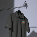 Adidas space-dyed polo shirt in Black Melange, front view