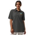 Adidas space-dyed polo shirt in Black Melange, front view