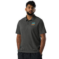 Adidas space-dyed polo shirt in Black Melange, front view