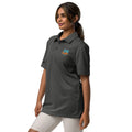Adidas space-dyed polo shirt in Black Melange, left front view