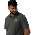 Adidas space-dyed polo shirt in Black Melange, left front view
