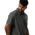 Adidas space-dyed polo shirt in Black Melange, right front view