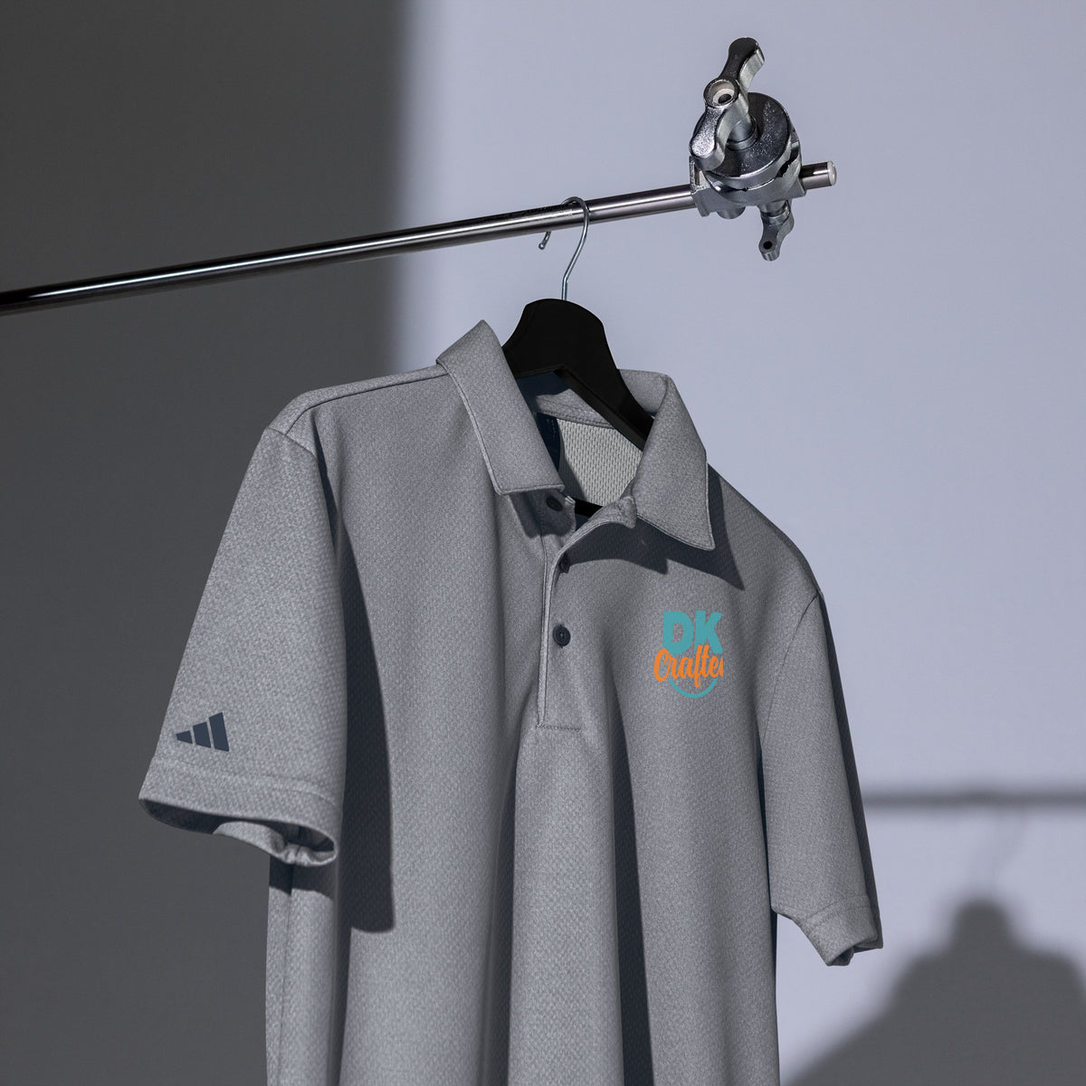 Adidas space-dyed polo shirt in Collegiate Navy Melange, front view
