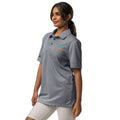 Adidas space-dyed polo shirt in Collegiate Navy Melange, left front view