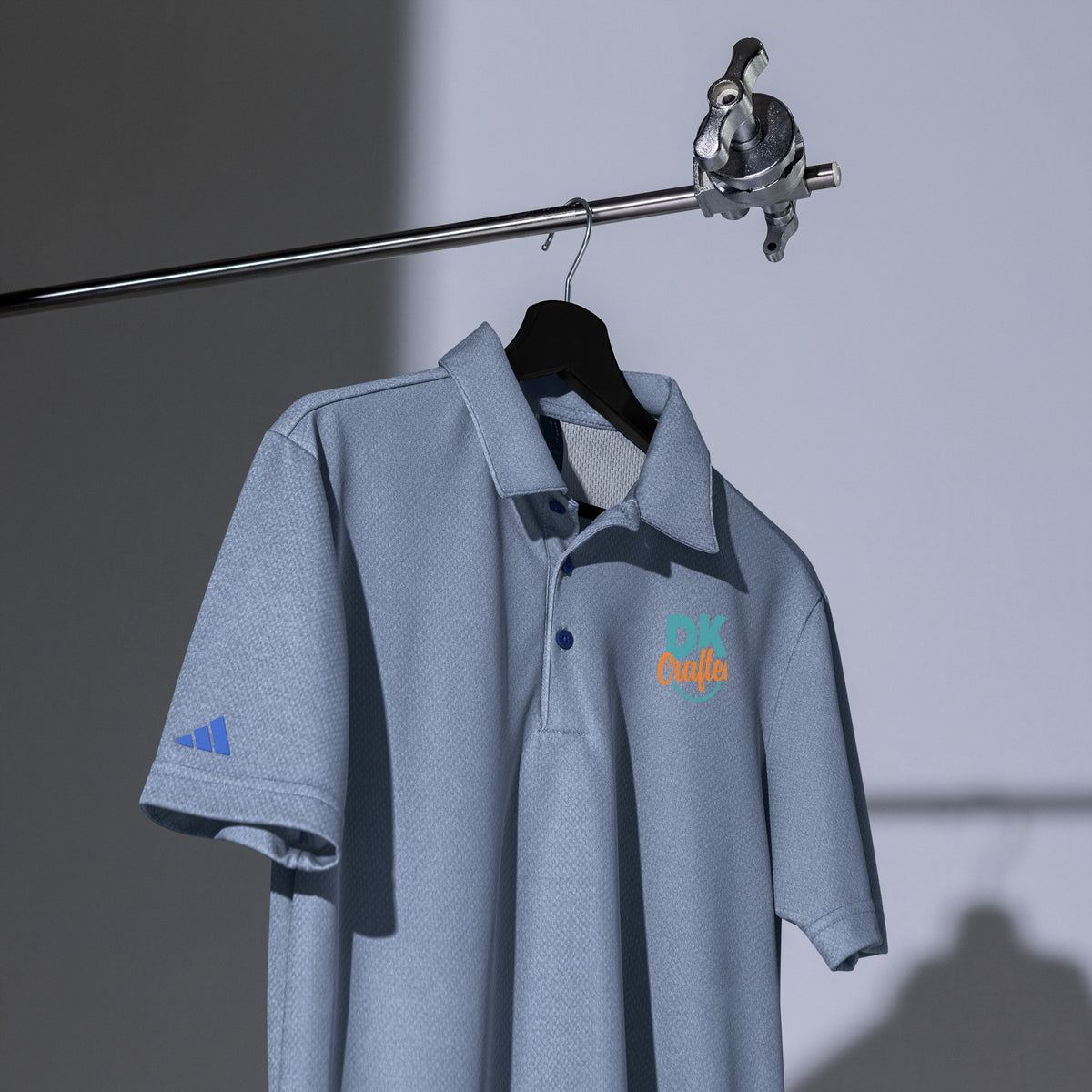 Adidas space-dyed polo shirt in Collegiate Royal Melange, front view