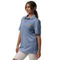 Adidas space-dyed polo shirt in Collegiate Royal Melange, left front view