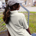 Adidas space-dyed polo shirt in Grey One Heather, back view