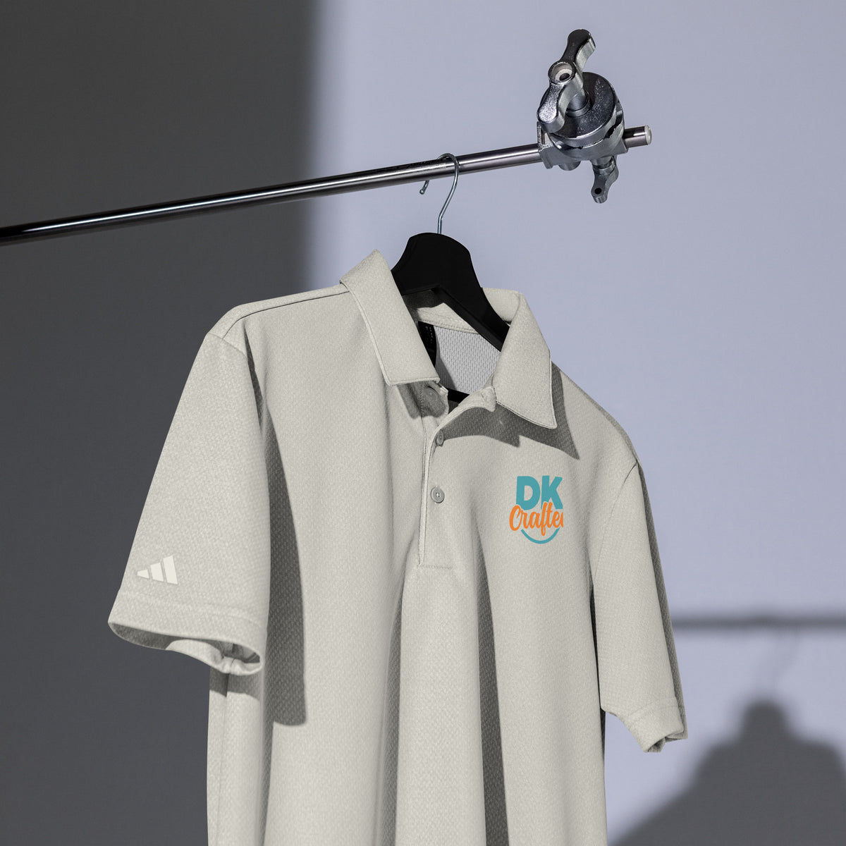Adidas space-dyed polo shirt in Grey One Heather, front view