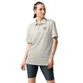 Adidas space-dyed polo shirt in Grey One Heather, front view