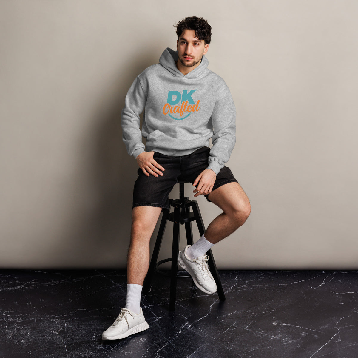 Unisex oversized hoodie, Athletic Heather, front view