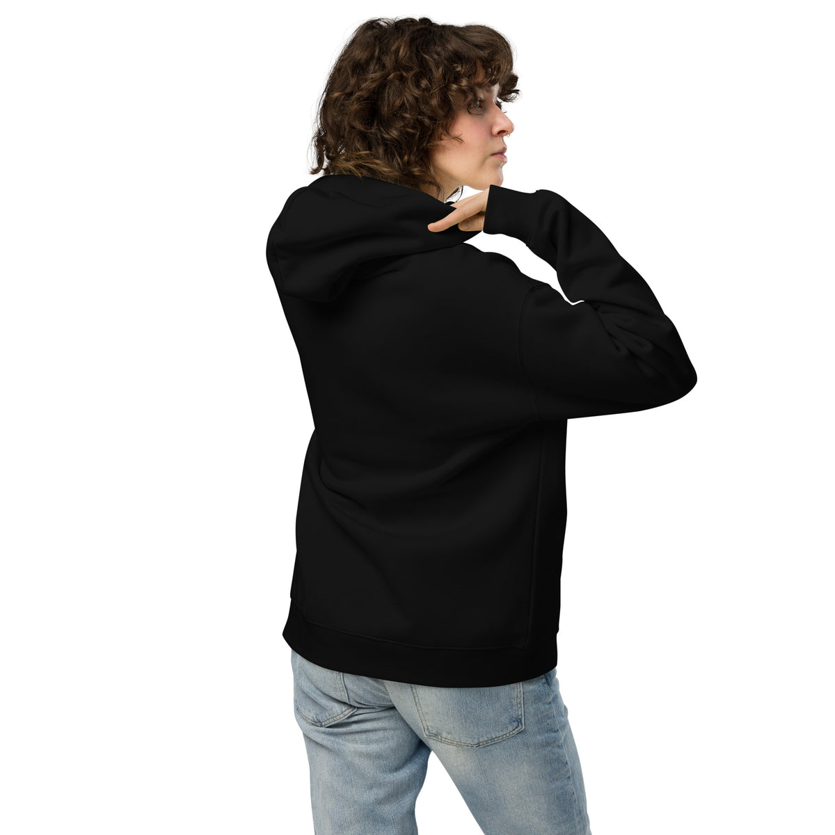 Unisex oversized hoodie, Black, back view