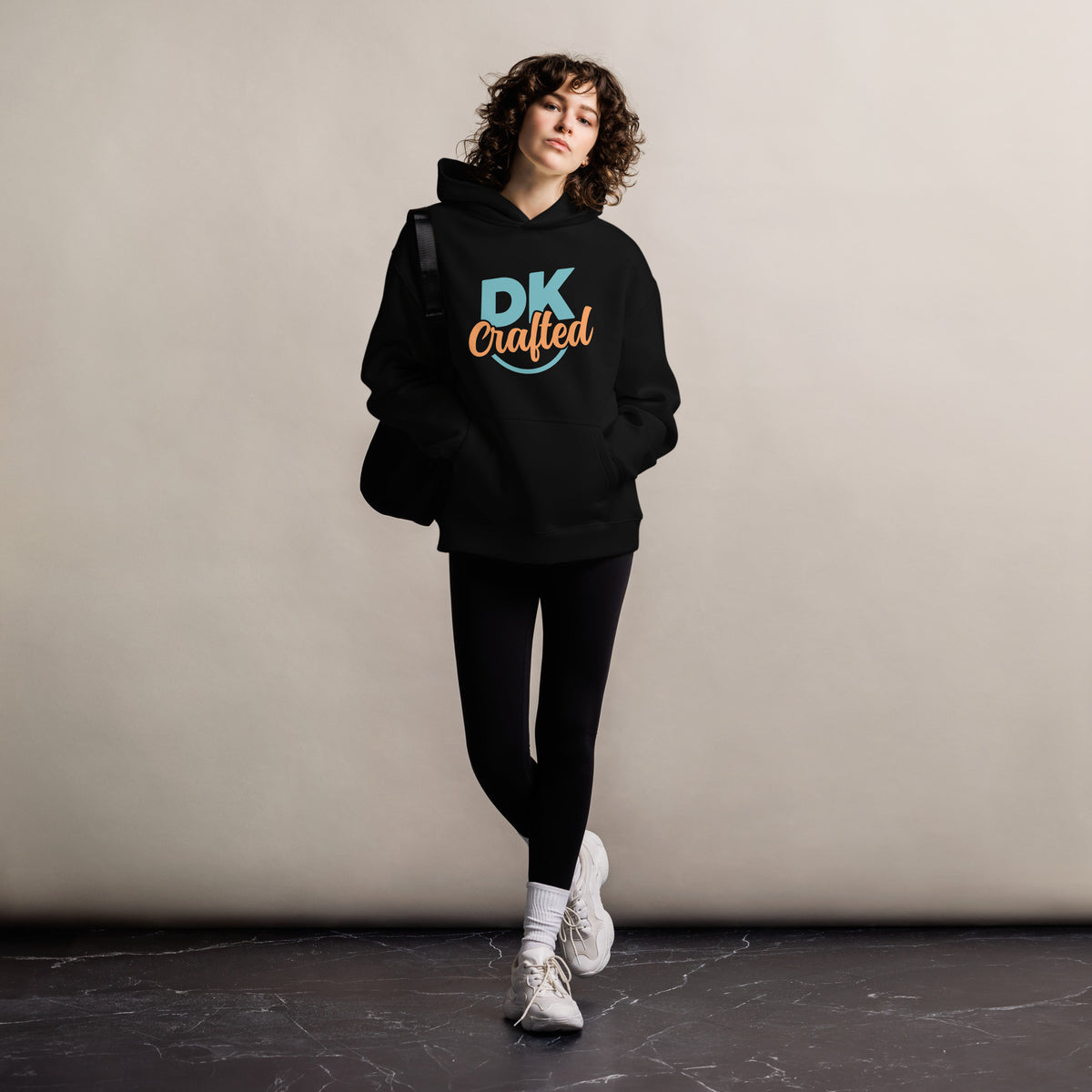 Unisex oversized hoodie, Black, front view