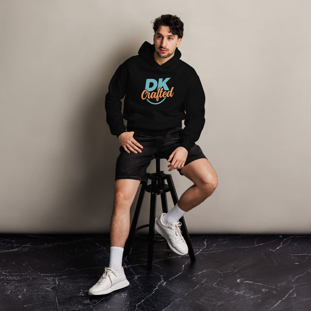 Unisex oversized hoodie, Black, front view