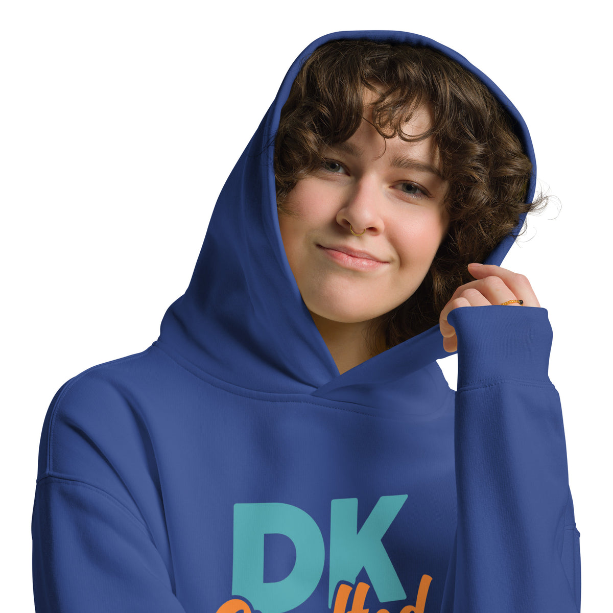 Unisex oversized hoodie, Cobalt, front view