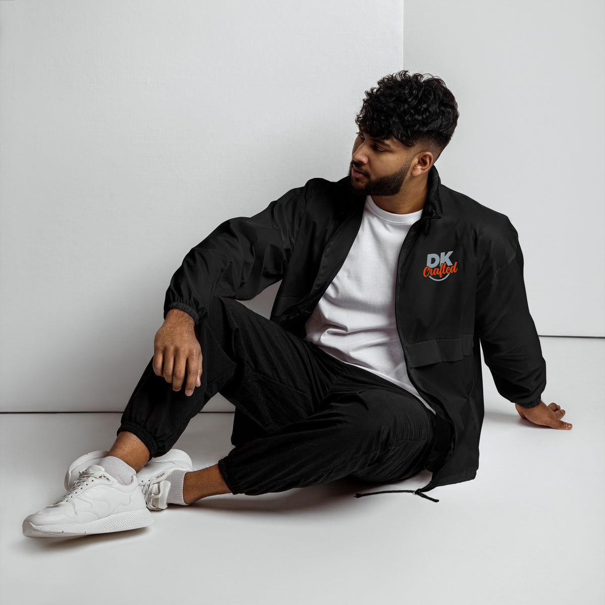Unisex windbreaker, Black, front view