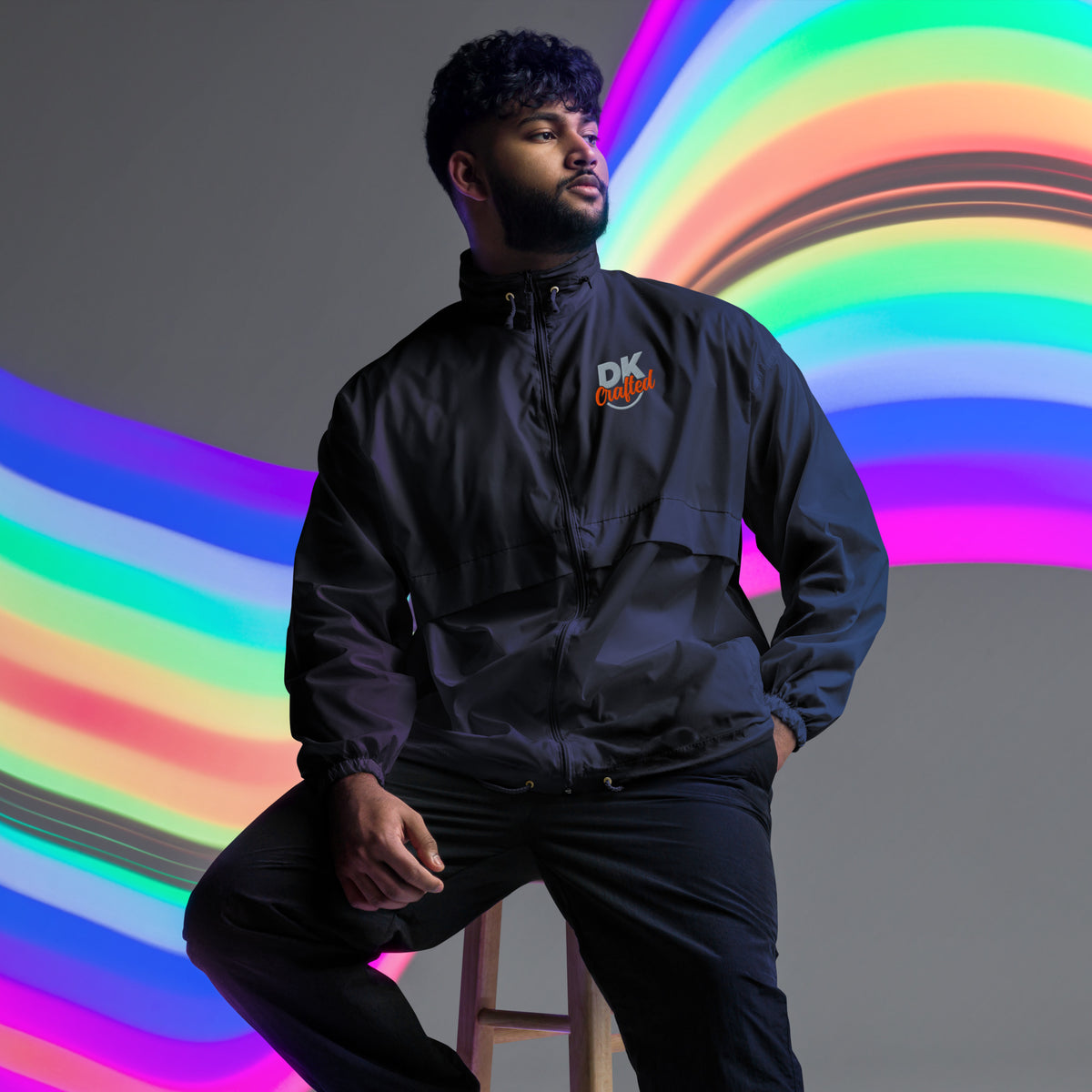 Unisex windbreaker, Navy, front view