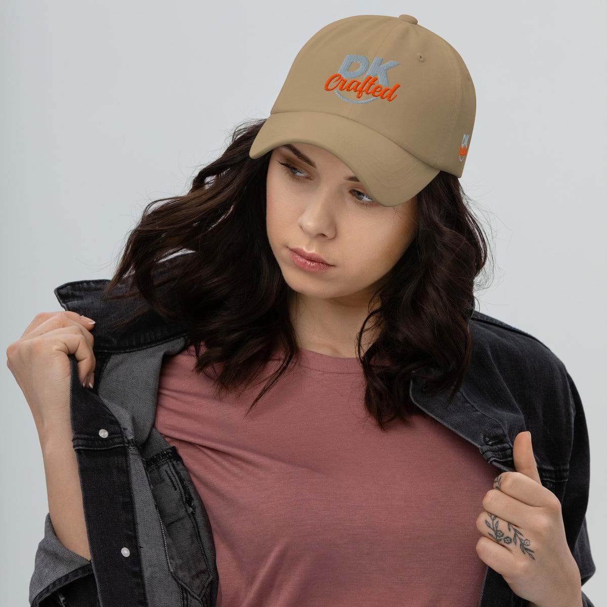 Unisex Adjustable Hat, Khaki, front view