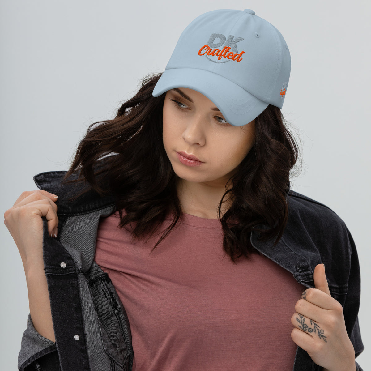 Unisex Adjustable Hat, Light Blue, front view