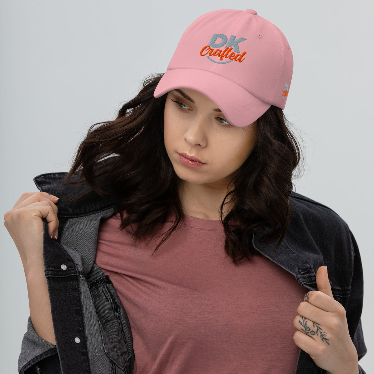 Unisex Adjustable Hat, Pink, front view
