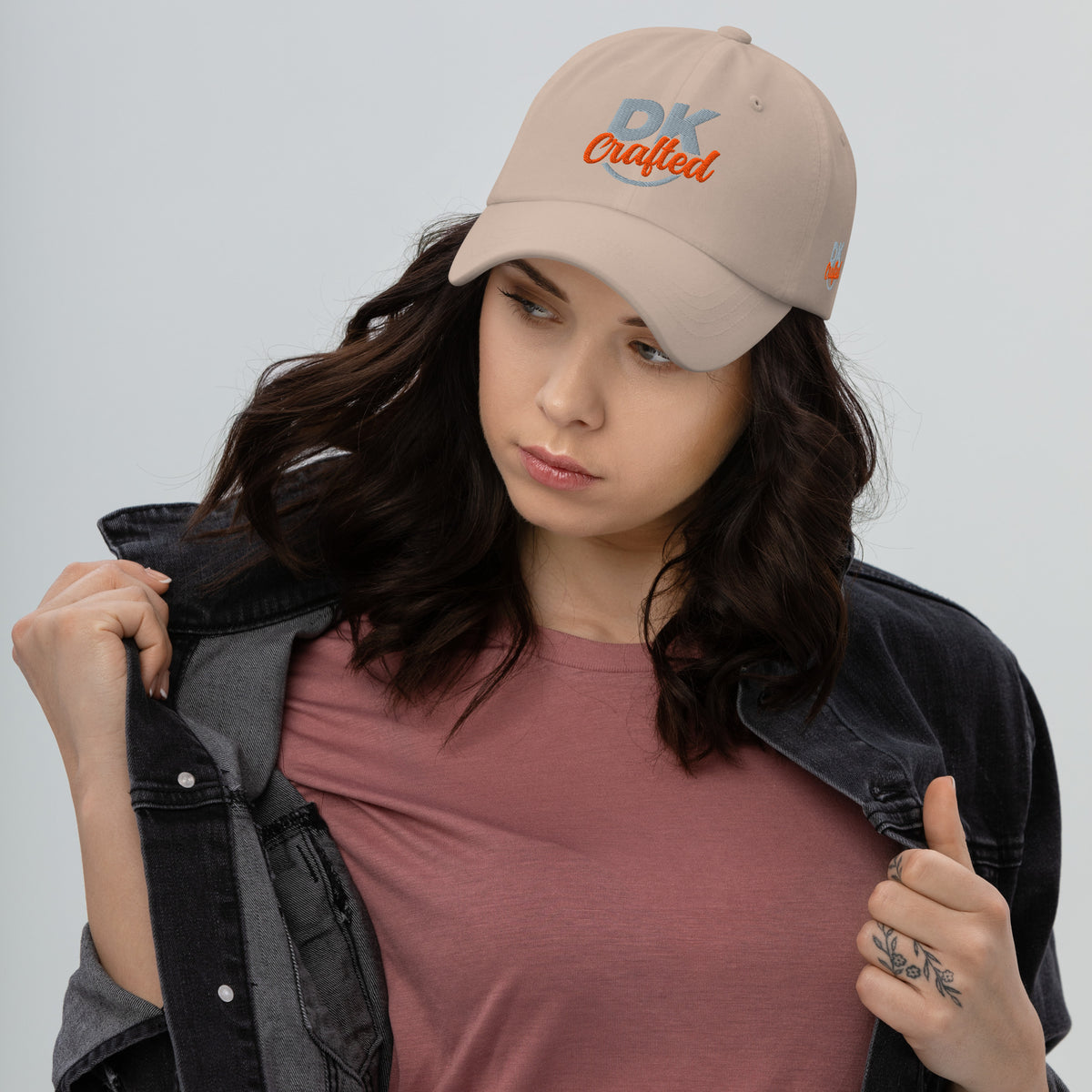 Unisex Adjustable Hat, Stone, front view