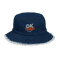 Distressed denim bucket hat in Classic Denim, front view