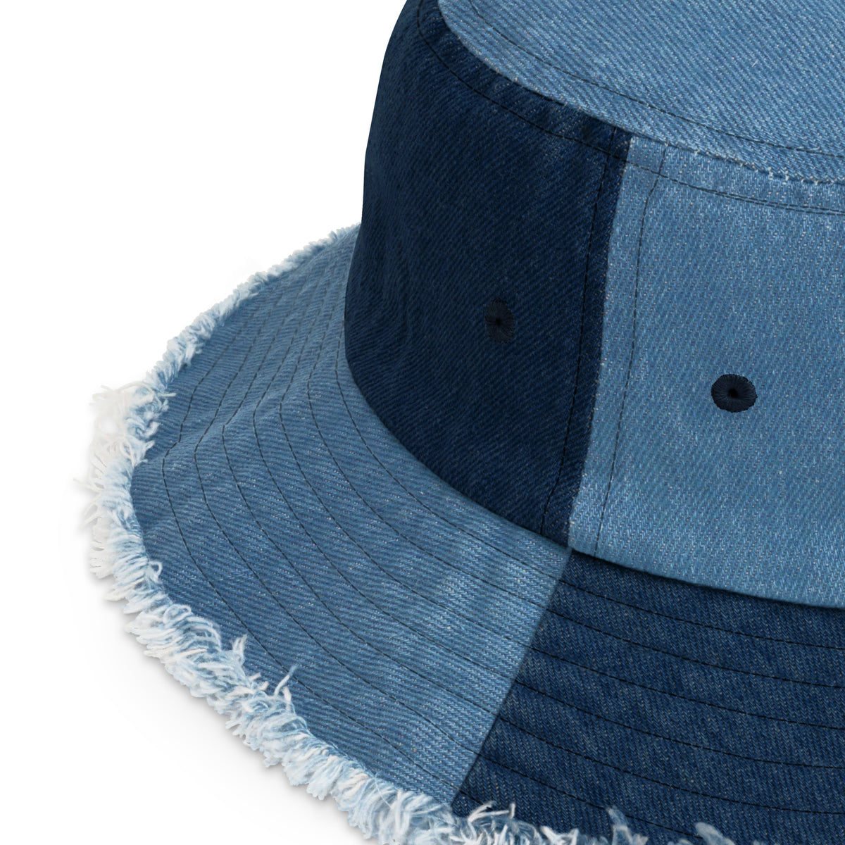 Distressed denim bucket hat in Classic/Light Denim, product detail view