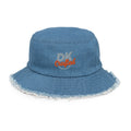 Distressed denim bucket hat in Light Denim, front view