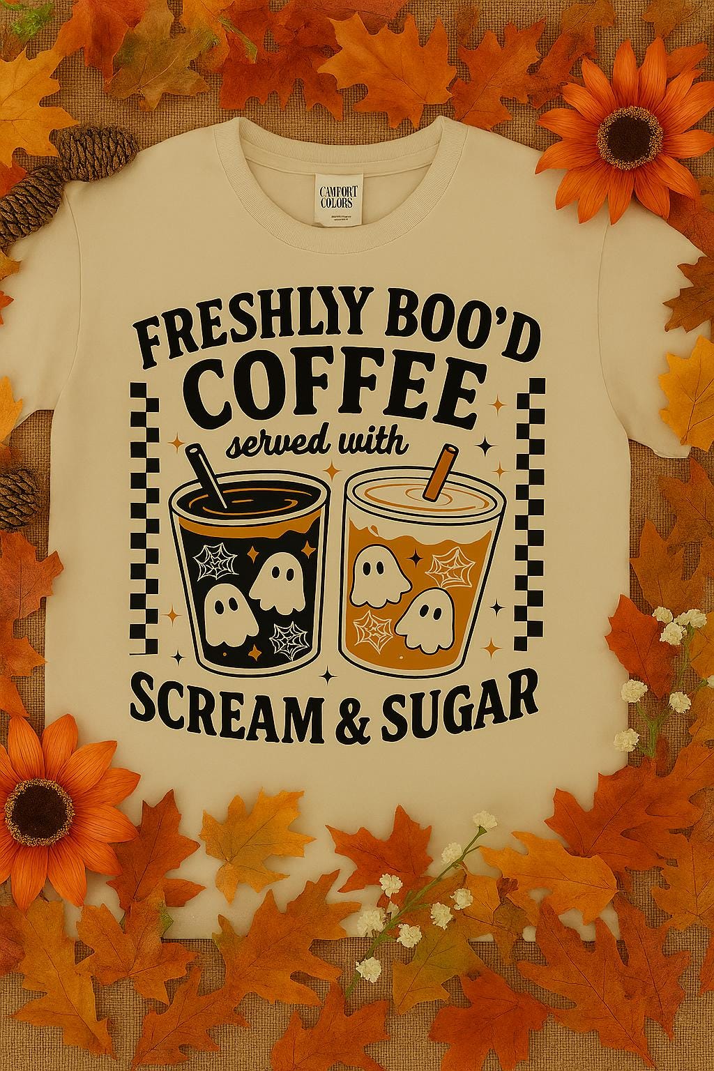 Ghost Iced Coffee Halloween Shirt: Spooky Season Comfort Colors Tee