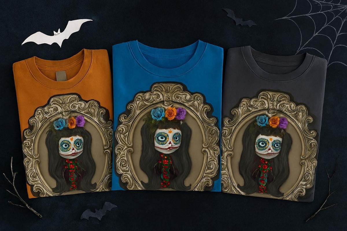 Sugar Skull Graphic Tee: Comfort Colors Halloween Shirt
