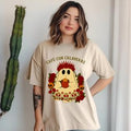 Cafe con Calaveras ghost design close-up, DTF print detail on Comfort Colors tee