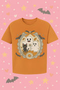 Cute Ghost Cat Halloween Shirt – Spooky Floral Tee for Women, Fall Graphic T-Shirt, Kawaii Goth Aesthetic