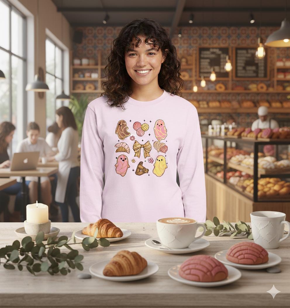 Ghost, Bows and Mexican Pastries Comfort Colors 6014 Long Sleeve Tee