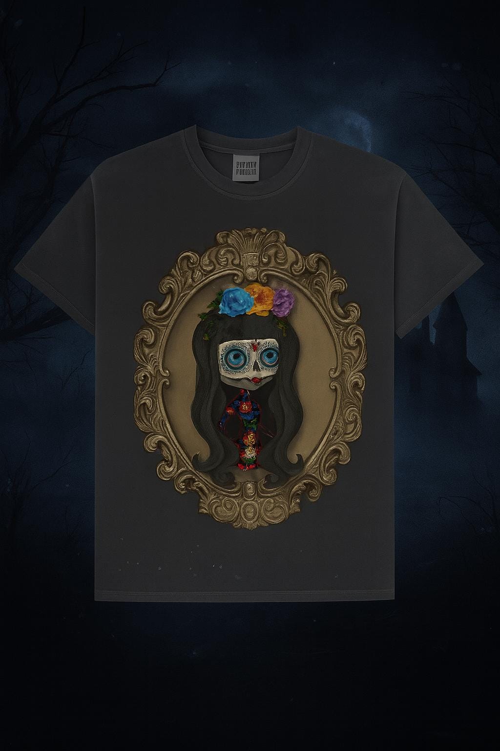 Sugar Skull Graphic Tee: Comfort Colors Halloween Shirt