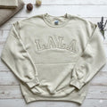 Embroidered Custom Gildan 18000 Monogram Grandma Sweatshirt with Grandchild Names and Heart on Sleeve