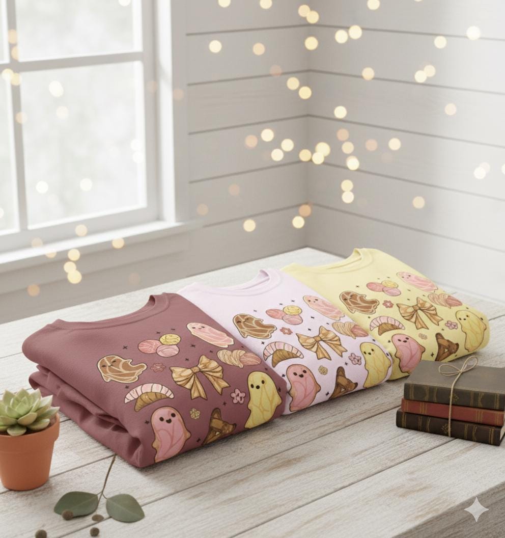 Ghost, Bows and Mexican Pastries Comfort Colors 6014 Long Sleeve Tee