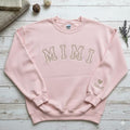 Embroidered Custom Gildan 18000 Monogram Grandma Sweatshirt with Grandchild Names and Heart on Sleeve