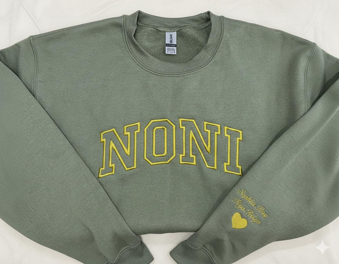 Personalized grandma sweatshirt flat lay