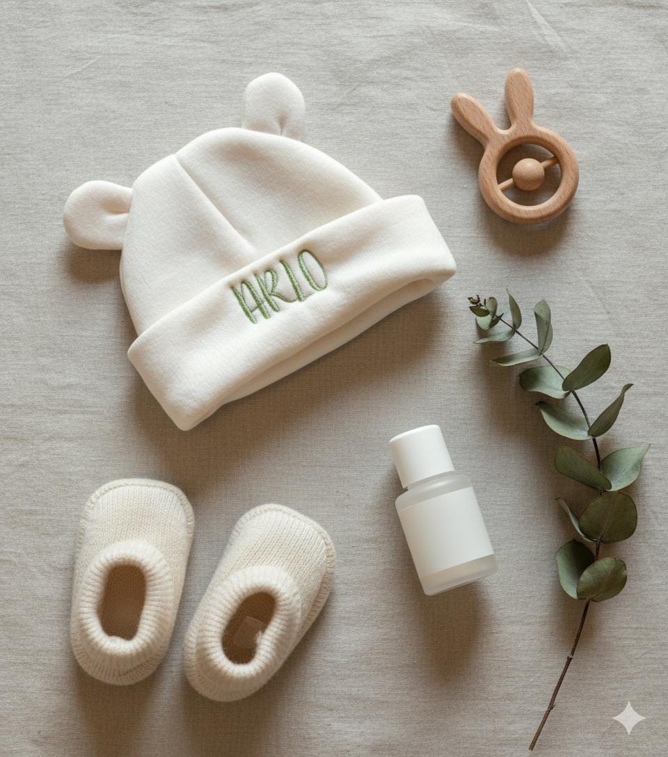 Personalized Newborn Gift Set – Custom Embroidered 4-Piece Outfit for Baby Boy or Girl