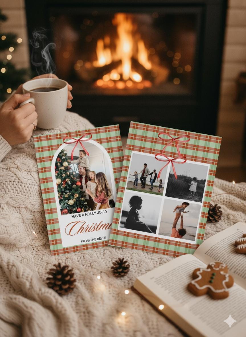 Plaid, Farmhouse Holiday Family Photo Card, Printable Digital or Printed Christmas Greeting