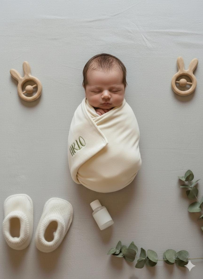 Personalized Newborn Gift Set – Custom Embroidered 4-Piece Outfit for Baby Boy or Girl