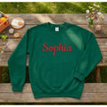 Custom embroidered youth sweatshirt, Red colorway
