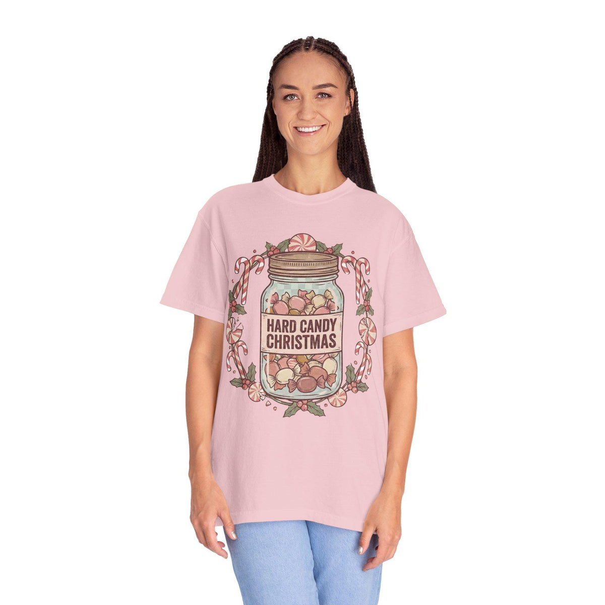 Mason Jar Hard Candy Christmas Wreath Comfort Colors 1717 T-shirt