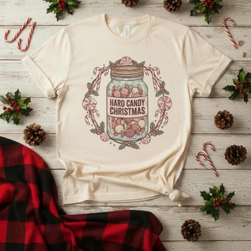 Mason Jar Hard Candy Christmas Wreath Comfort Colors 1717 T-shirt